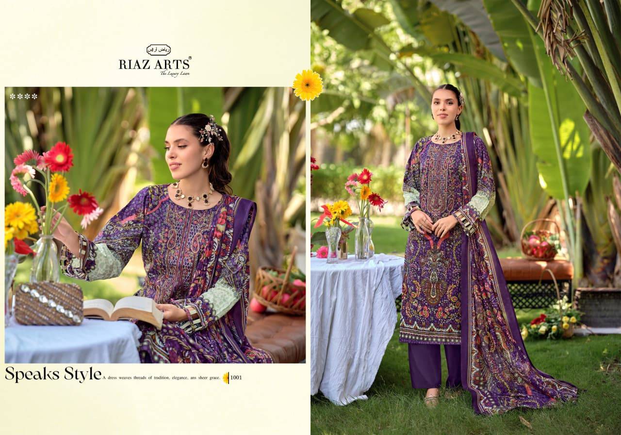 NAYRA VOL 40 BY RIAZ ARTS 1001 To 1008 Series Pakistani Suits Ethnic Wear Pure Cotton Dresses At Wholesale